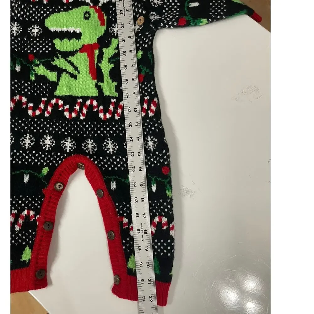 Ugly Christmas‎ sweater Baby Dinosaur onesie 6 Months adorable